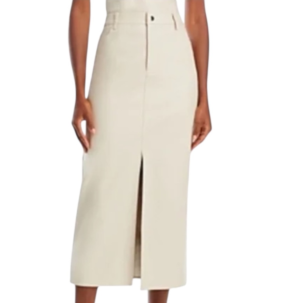 WAYF Roberta Faux Leather Midi Skirt Cream Nude Size XL NWOT - Picture 1 of 11
